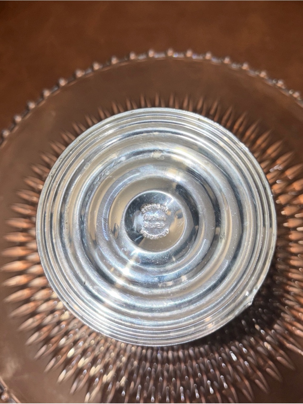 Vintage Duchin Sterling Silver removable Bottom Glass Pedestal Cake Stand 10.5 - Picture 5 of 10